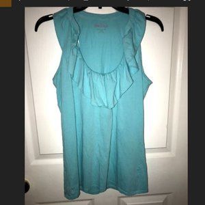 Lilly Pulitzer Shay Ruffle Tank Top Teal Size L